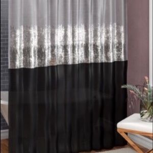 Black and silver shower curtain